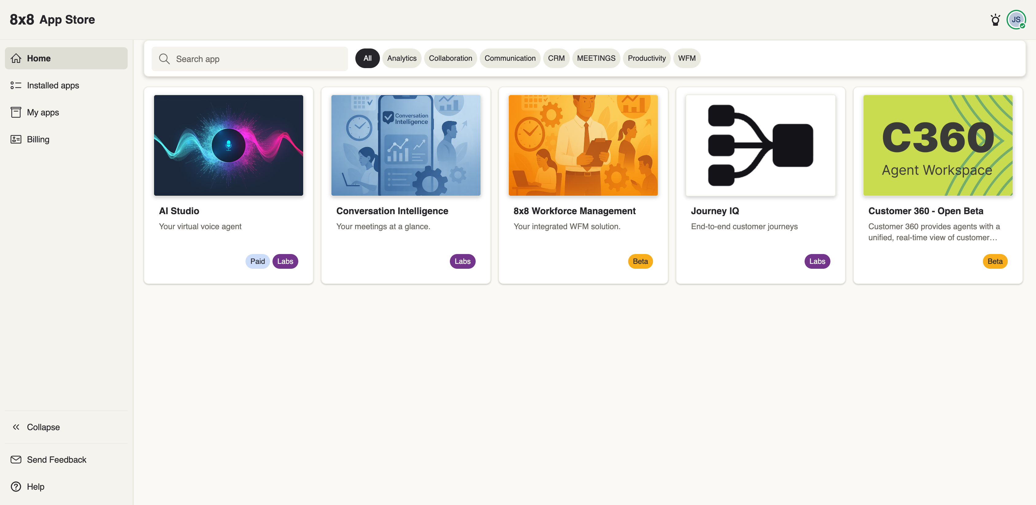 The 8x8 App Store catalog